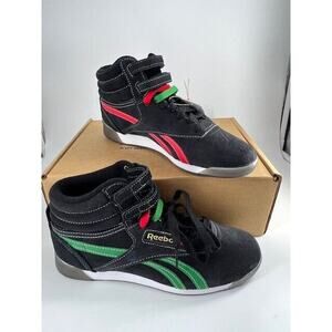 Reebok Freestyle Hi-Top Sneakers Human Rights Now! Women Size 9 HQ414 BLK New